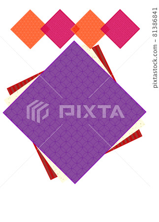 帶有標題欄的紫色和紅色重疊日本圖案摺紙般的背景 81386841