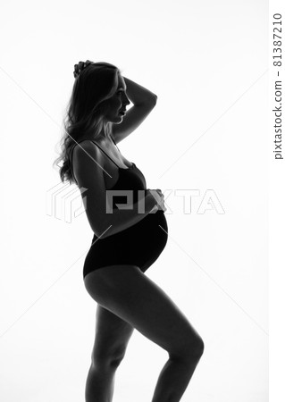 silhouette of Pregnant woman on a white background silhouette of Pregnant woman on a white background 81387210