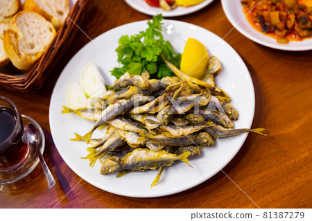Fried fish red mullet Fried fish red mullet 81387279