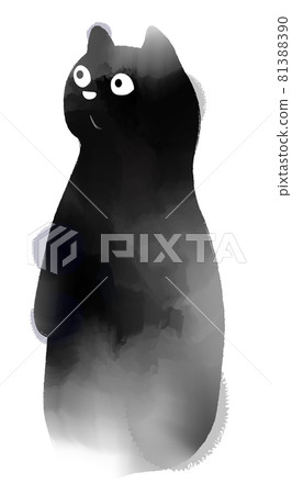 Silhouette of cute watercolor black cat. Digital art painting. Silhouette of cute watercolor black cat. Digital art painting. 81388390