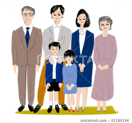Illustration of a 3rd generation family Illustration of a 3rd generation family 81389194
