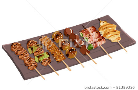 Illustration of assorted yakitori (sauce) 81389356