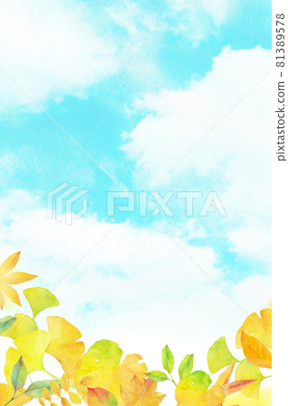 Ginkgo and blue sky watercolor illustration background material Ginkgo and blue sky watercolor illustration background material 81389578