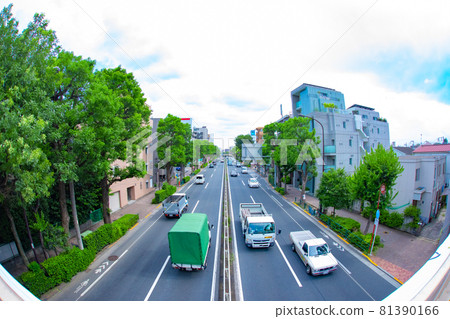Kannana-dori Avenue 上的交通：東京的主要道路 [交通圖片] 81390166