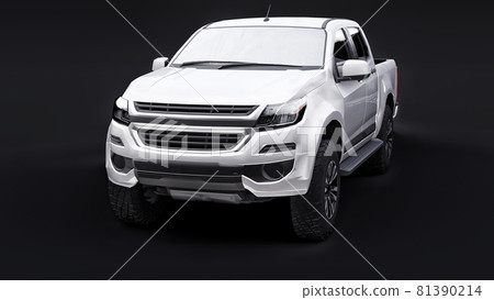 White pickup car on a black background. 3d rendering. 81390214