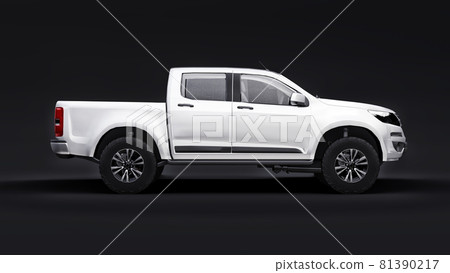 White pickup car on a black background. 3d rendering. White pickup car on a black background. 3d rendering. 81390217