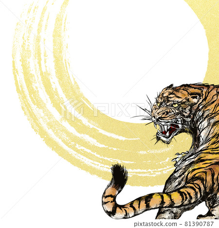 Japanese style tiger background Japanese style tiger background 81390787