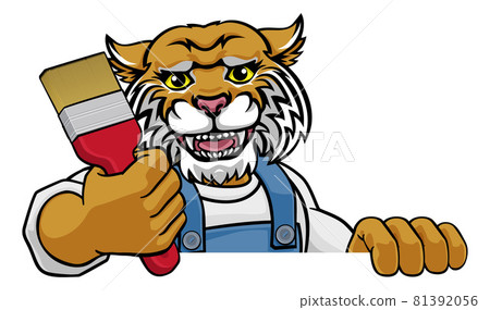 Wildcat Painter Decorator Holding Paintbrush 81392056