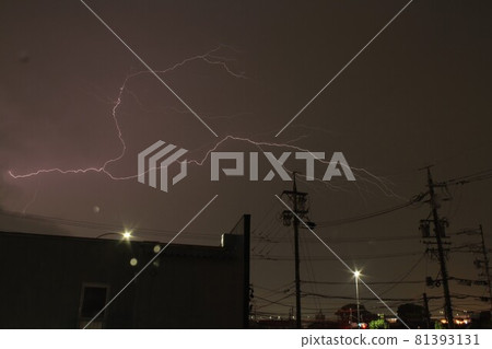Lightning that spreads while branching in the horizontal direction Lightning that spreads while branching in the horizontal direction 81393131