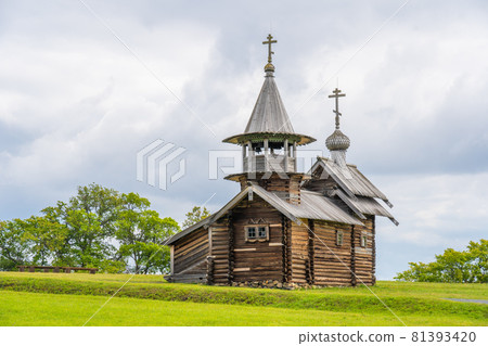 Wooden old houses on the Kizhi island. Karelia. Russia. Wooden old houses on the Kizhi island. Karelia. Russia. 81393420