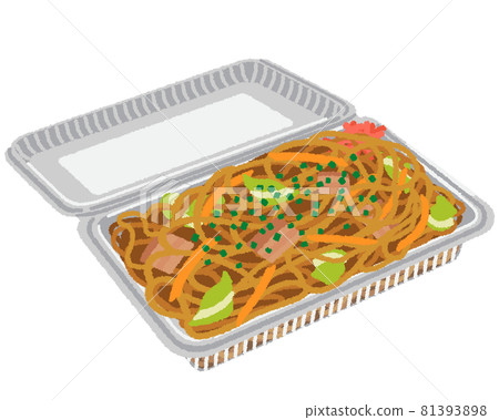 攤位上炒麵的插圖 81393898