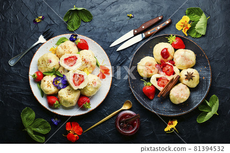 Sweet dumplings with strawberries or knedlik Sweet dumplings with strawberries or knedlik 81394532