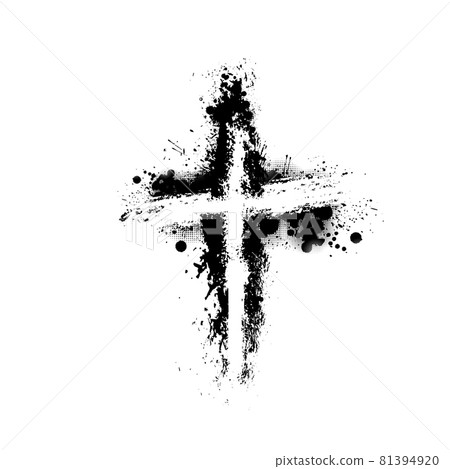 Black blotted cross. Vector illustration 81394920