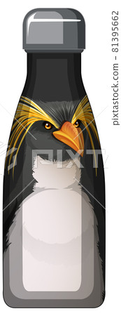 A black thermos bottle with penguin pattern A black thermos bottle with penguin pattern 81395662
