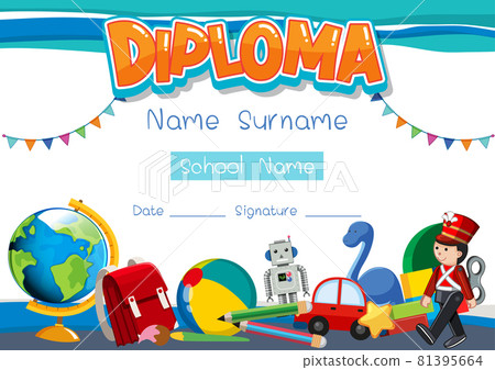 Diploma or certificate template for school kids 81395664