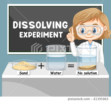 Dissolving experiment with scientist kids cartoon character Dissolving experiment with scientist kids cartoon character 81395863