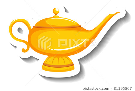 Genie Magic Lamp Cartoon Sticker Genie Magic Lamp Cartoon Sticker 81395867