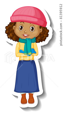 A girl in winter outfit cartoon character sticker A girl in winter outfit cartoon character sticker 81395912