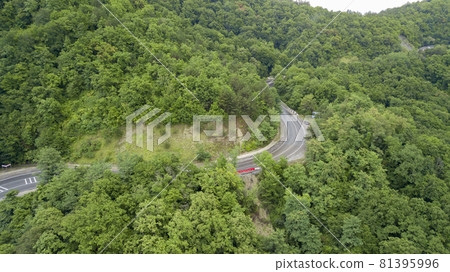 Aerial mountain curvy road in South Russia 81395996