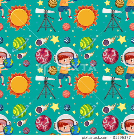 Children learning solar system seamless background 81396377