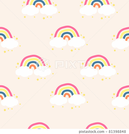 Cute doodle rainbow  seamless pattern 81398848