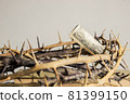 A money with thorn crown over the light wall. 81399150