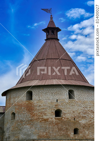 View of the old stone fortress with a watchtower View of the old stone fortress with a watchtower 81400027
