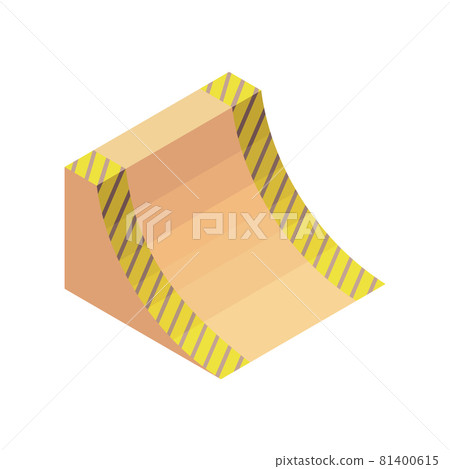 Isometric skatepark element, ramp. Infrastructure for sporty mans riding on the skateboard. Modern youth leisure. Recreation playground vector illustration Isometric skatepark element, ramp. Infrastructure for sporty mans riding on the skateboard. Modern youth leisure. Recreation playground vector illustration 81400615