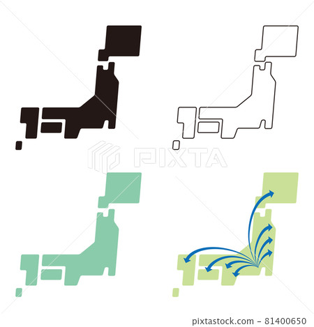 Simple map of Japan illustration set / white background Simple map of Japan illustration set / white background 81400650