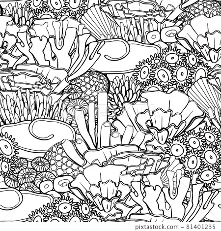 Graphic sea weeds, corals and ocean plants Graphic sea weeds, corals and ocean plants 81401235