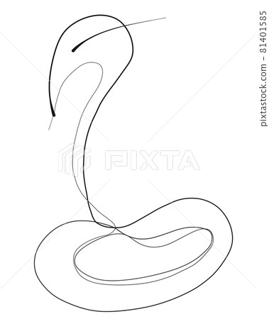 abstract snake illustration, black one line drawing on white background, minimalist reptile 81401585