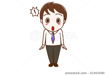 <Whole body / front> A man who is a little surprised and has a pinned body <Whole body / front> A man who is a little surprised and has a pinned body 81402090