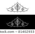 Triangular tiara with fleur de lis hand-drawn line drawing illustration_031 81402933