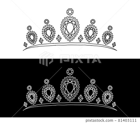 Tiara lined with aquamarine and diamonds Hand-drawn line drawing illustration_032 Tiara lined with aquamarine and diamonds Hand-drawn line drawing illustration_032 81403111