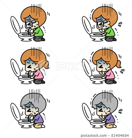 一個人在廁所嘔吐的插圖 81404684