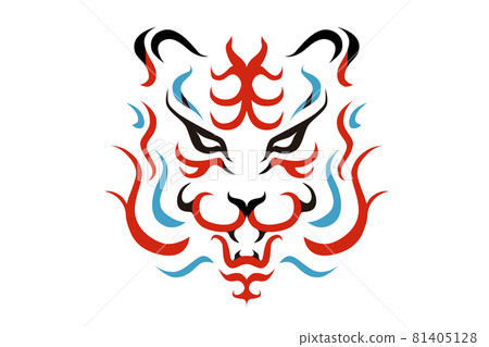 Kabuki Kumadori 式虎臉矢量圖 Kabuki Kumadori 式虎臉矢量圖 81405128