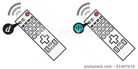 Illustration of a TV remote control that operates a TV Illustration of a TV remote control that operates a TV 81407619