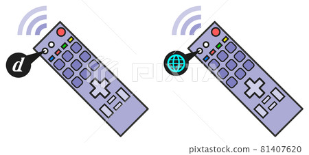 Illustration of a TV remote control that operates a TV 81407620