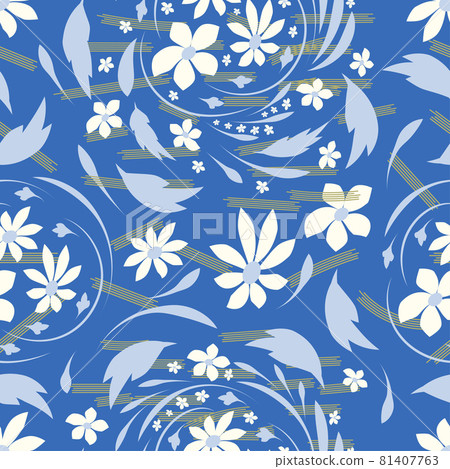 Folk flowers pattern Floral surface design Seamless pattern 81407763