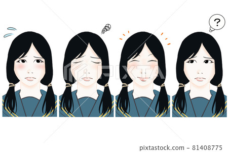 Illustration of a high school girl with four facial expressions 81408775