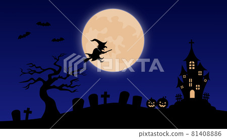 Halloween full moon night background material Halloween full moon night background material 81408886