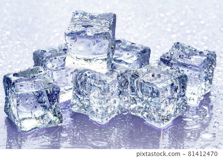 ice cubes on blue background 81412470