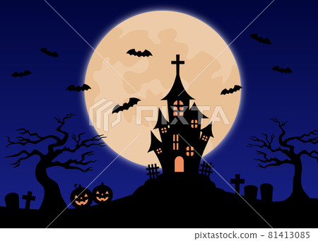Halloween full moon night background material - Stock Illustration ...