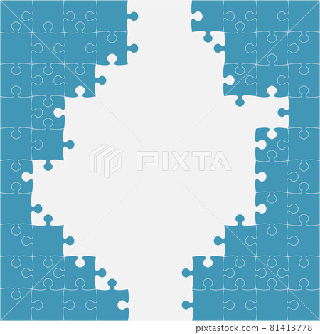 Background or frame blue pieces puzzle, jigsaw 81413778