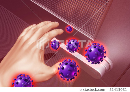 Hygiene arousal image (aluminum door and hand / 3DCG) 81415081