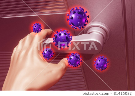 Hygiene arousal image (aluminum door and hand / 3DCG) 81415082