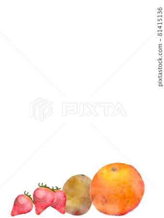水彩風格的水果插圖，水果切割套裝 81415136