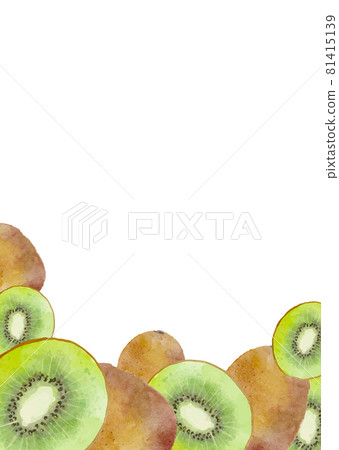 水彩風格的水果插圖，獼猴桃切背景 81415139