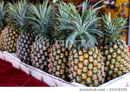 水果店台灣菠蘿在市場上 81418398