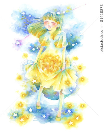 撿星塵的女孩 / 水彩 81418878